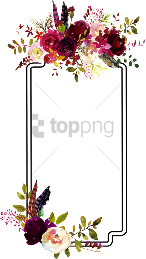 Free Png Fashion Flower Border Decoration Vector - Bull Skull Floral Watercolor (481x850), Png Download