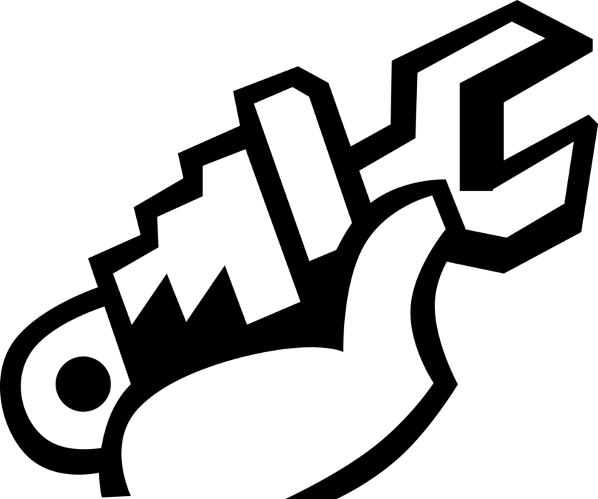 Vector Illustration Of Hand Holds Adjustable Wrench (839x700), Png Download