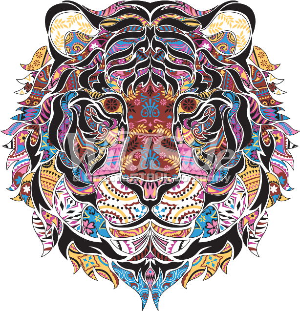 Mosaic Tiger - Tiger Mosaic (675x675), Png Download