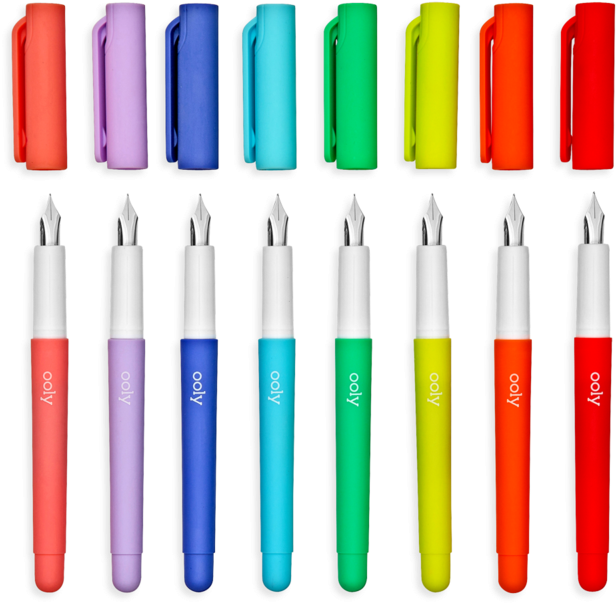 Color Write Fountain Pens Set Of 8 Shown With Their - Marking Tools (800x800), Png Download