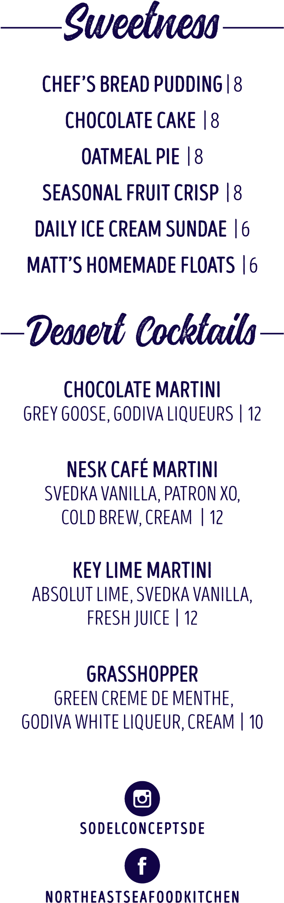 Northeast Seafood Kitchen Dessert Menu Summer 2018 - Number (1000x3069), Png Download