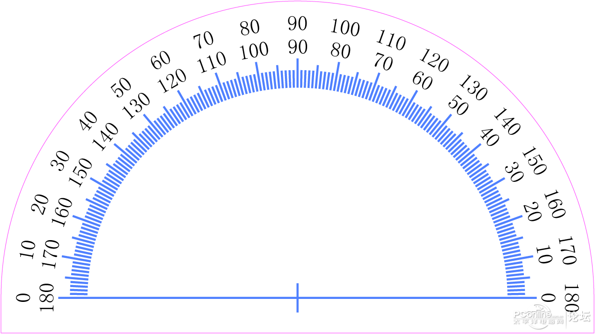 时钟表盘、直尺、量角器（png格式透明图片） Office办公应用 - Drawing Of A Protractor (1205x676), Png Download