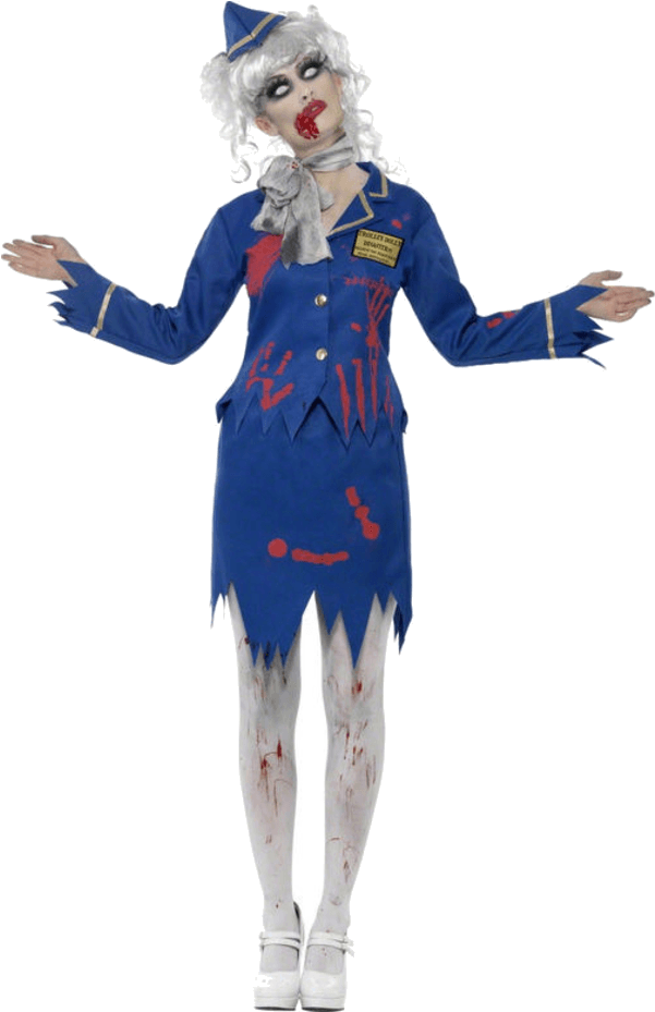 Zombie Air Hostess Costume - Zombie Pilot (600x951), Png Download