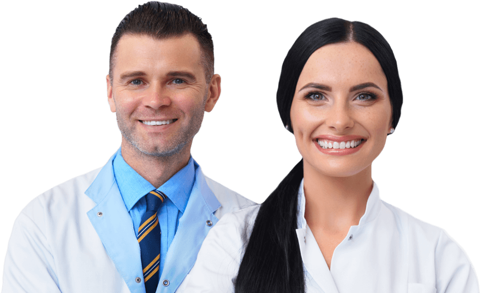 Dbs Two Dentists Smiling For Collection Of Bills - Physician (947x571), Png Download