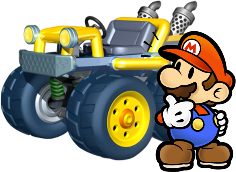 Paper Mario Mariokart - Mario Kart 7 Wario (871x649), Png Download