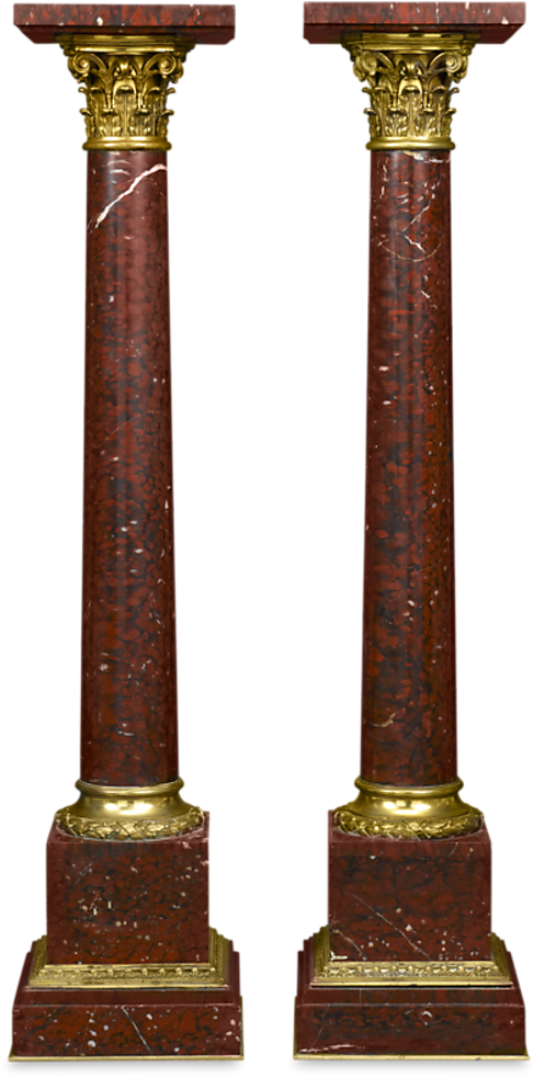 Pair Of Rouge Marble Pedestals - Column (864x1080), Png Download