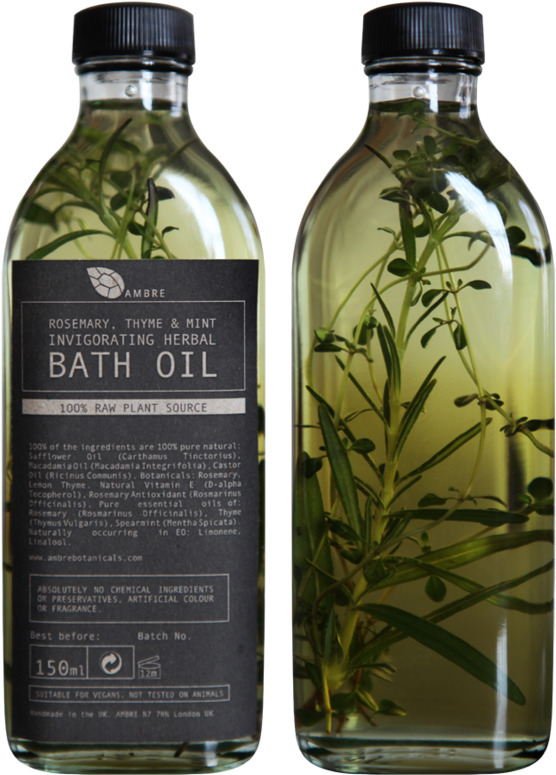 Rosemary, Thyme And Mint Invigorating Herbal Bath Oil - Bath Oils (589x800), Png Download