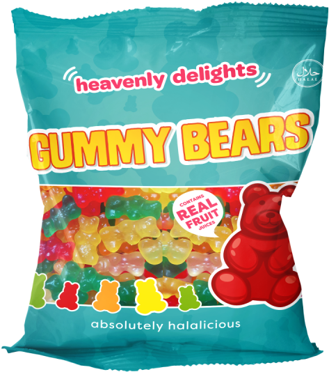 Heavenly Delights Halal Gummy Bears 80g - Radiatori (1000x800), Png Download