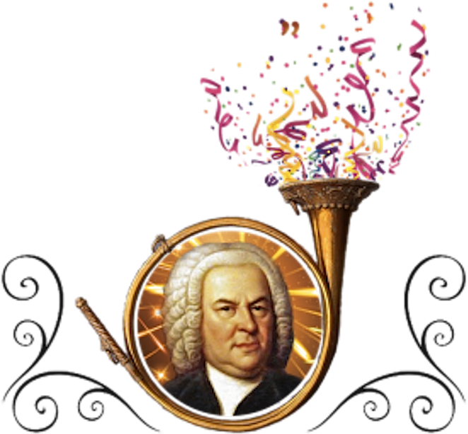 Bach In Horn Wconfetti Ornaments Png - Johann Sebastian Bach (721x661), Png Download