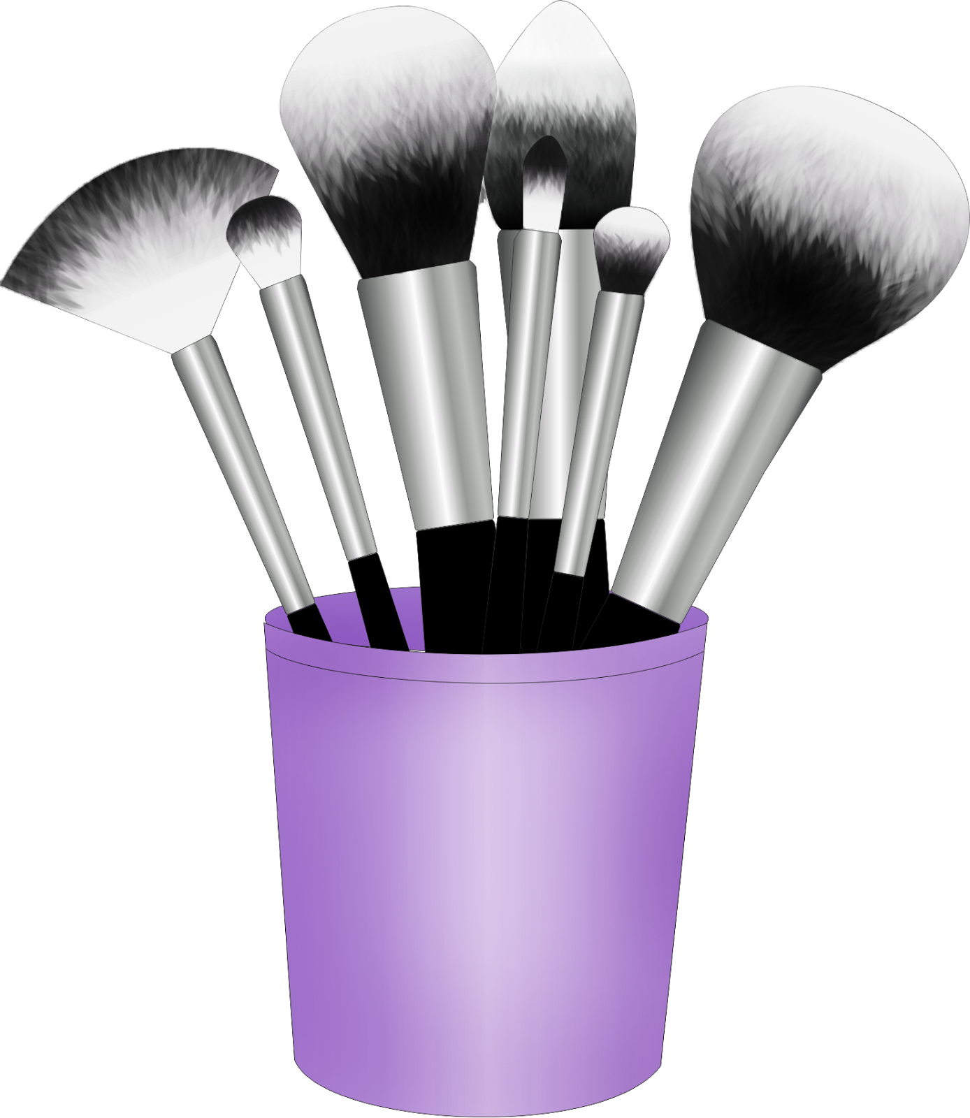 Brush Clipart Gold Makeup - Pinceis De Maquiagem Png (1388x1600), Png Download