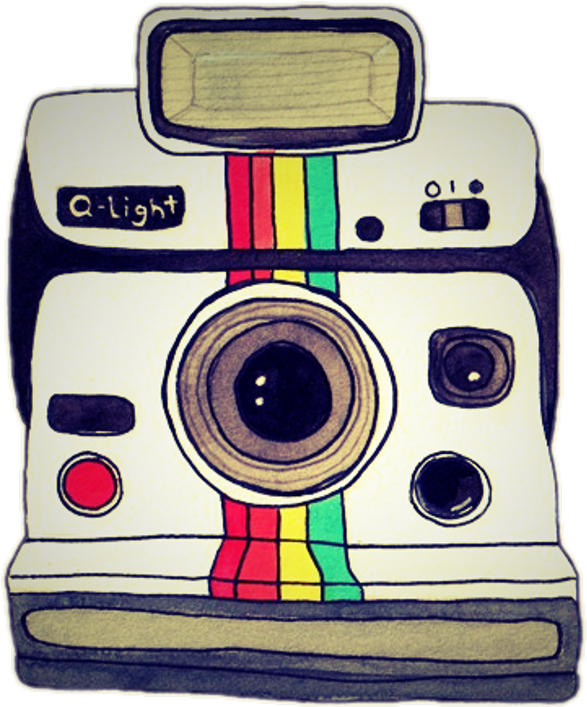 #sccamera #camera #poloroid #rainbow #oldschool #oldcamera - Old Polaroid Camera Drawing (1024x1024), Png Download