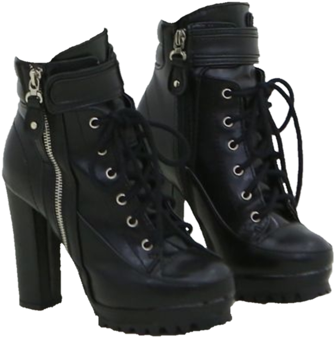 Outfits With Heeled Combat Boots (750x706), Png Download
