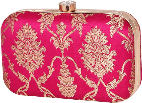 Buy Rosy Red Brocade Box Clutchwith Sling Online - Coin Purse (800x1180), Png Download