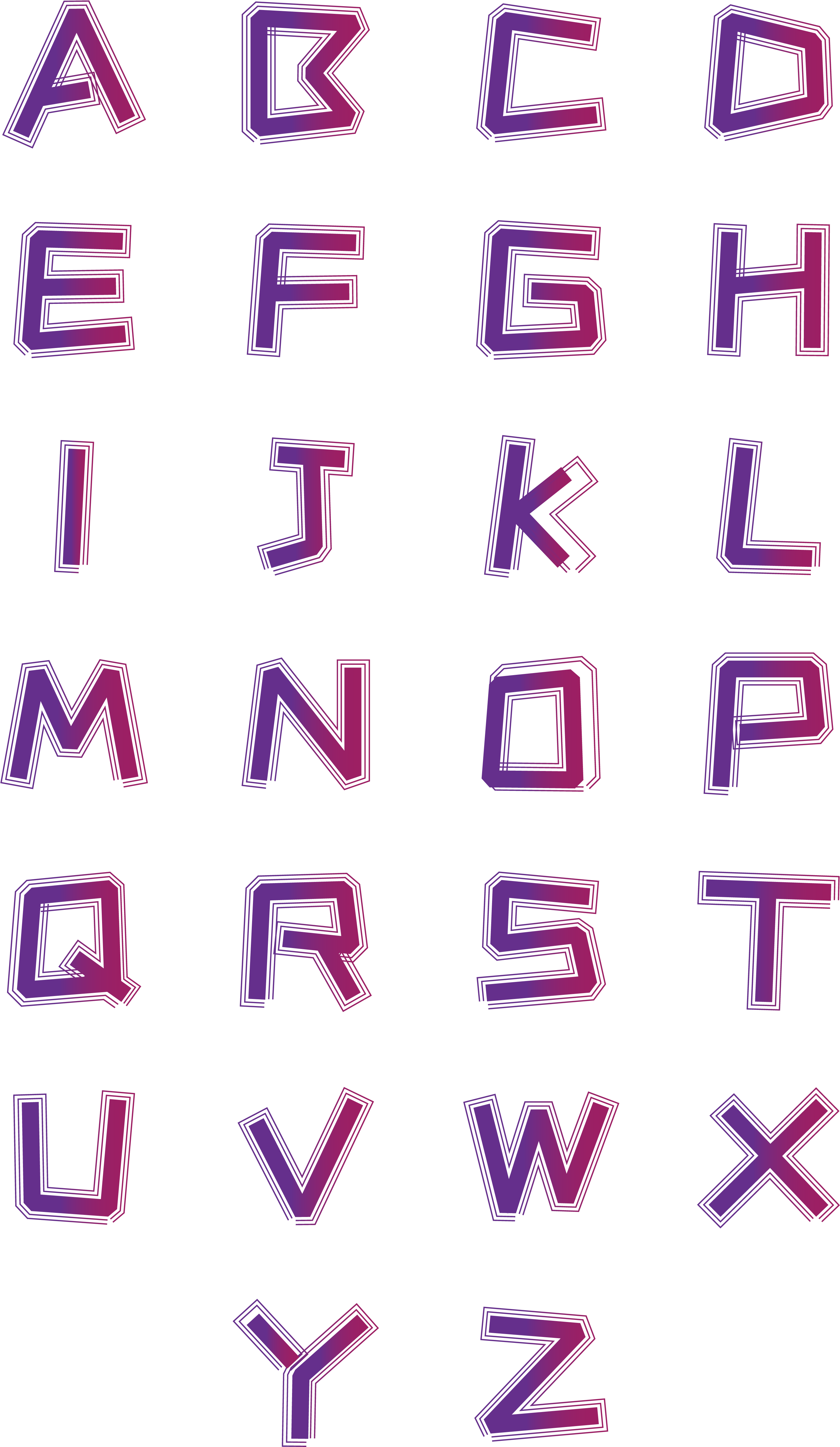 Gradient Font Beautiful English Letters Png And Vector - Symmetry (4267x5705), Png Download