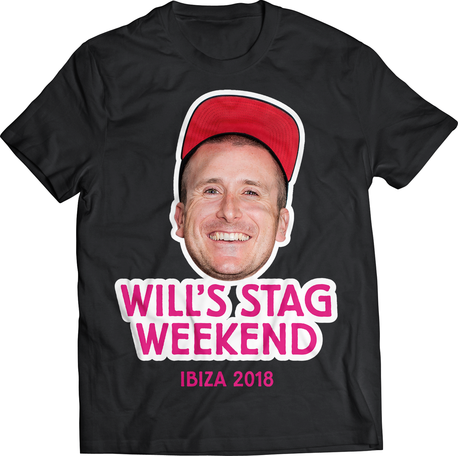 Black T-shirt With Custom Photo Print And Text - Active Shirt (1518x1512), Png Download