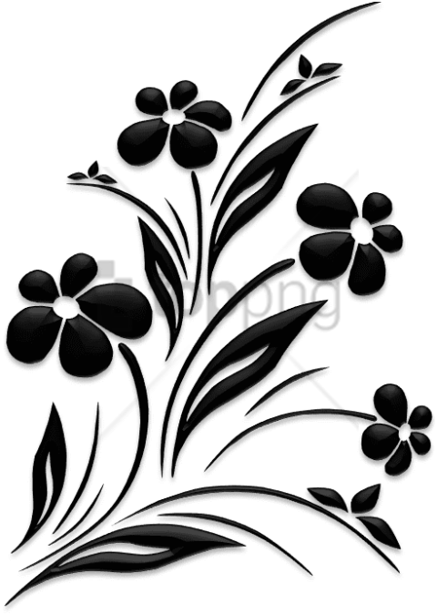 Free Png Flower Design Black And White Png Image With - Flower Silhouette (480x674), Png Download