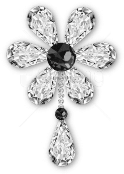 Free Png Download Black And White Diamond Flower Jewelry - Flower Brooch Transparent Background Png (480x683), Png Download