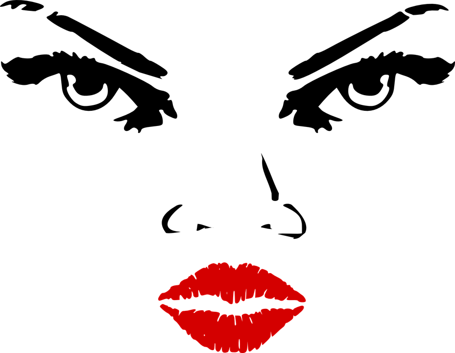 Features Facial Woman Lips Eyes Nose Red - Lips Clip Art (929x720), Png Download