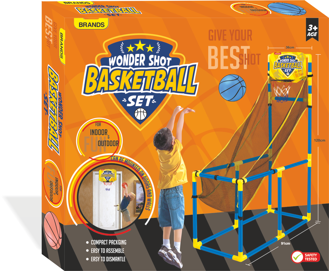 Wonder Shot Basket Ball Set - Play (1355x1117), Png Download