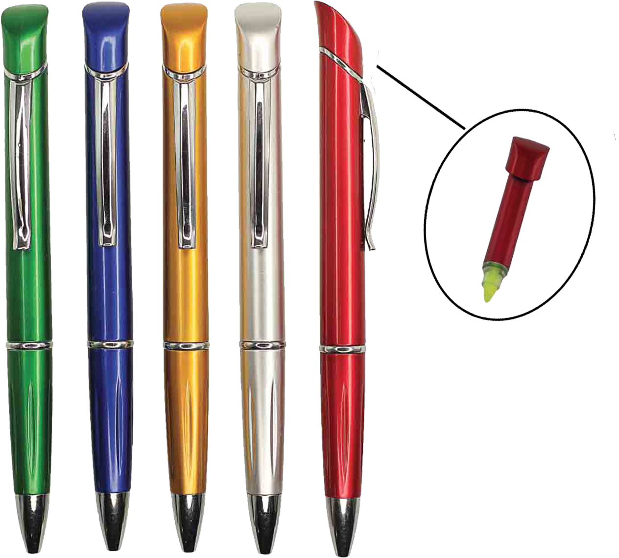 Ballpen With Highlighter - Plastic (1346x1346), Png Download