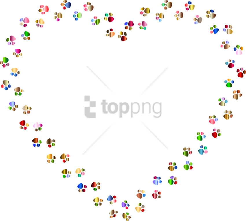 Free Png Download Colorful Footprints Png Png Images - Transparent Paw Print Heart Clipart (850x765), Png Download