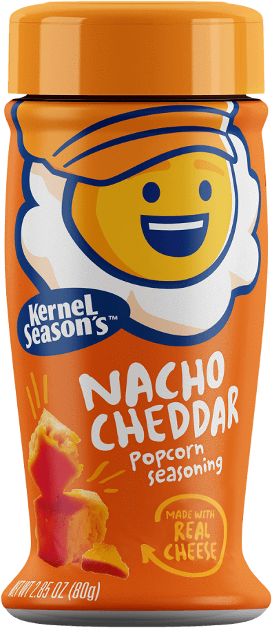 Popcorn Seasoning Nacho Cheddar 80g - Kernel Season's Cheesy Caramel Corn (1000x1000), Png Download