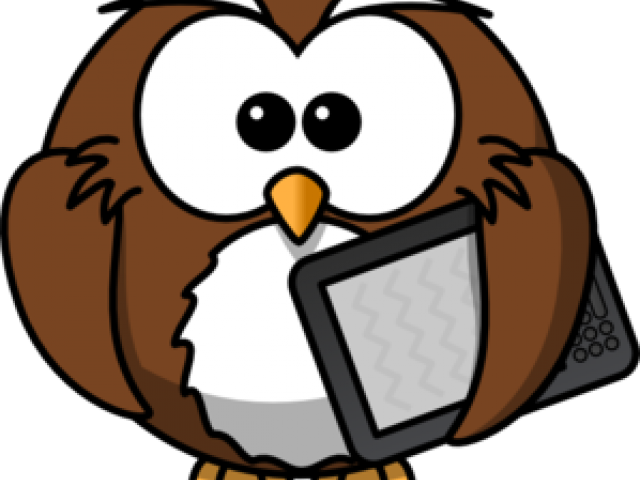 Tablet Clipart Cartoon Computer - Owl Cartoon Transparent Background (640x480), Png Download