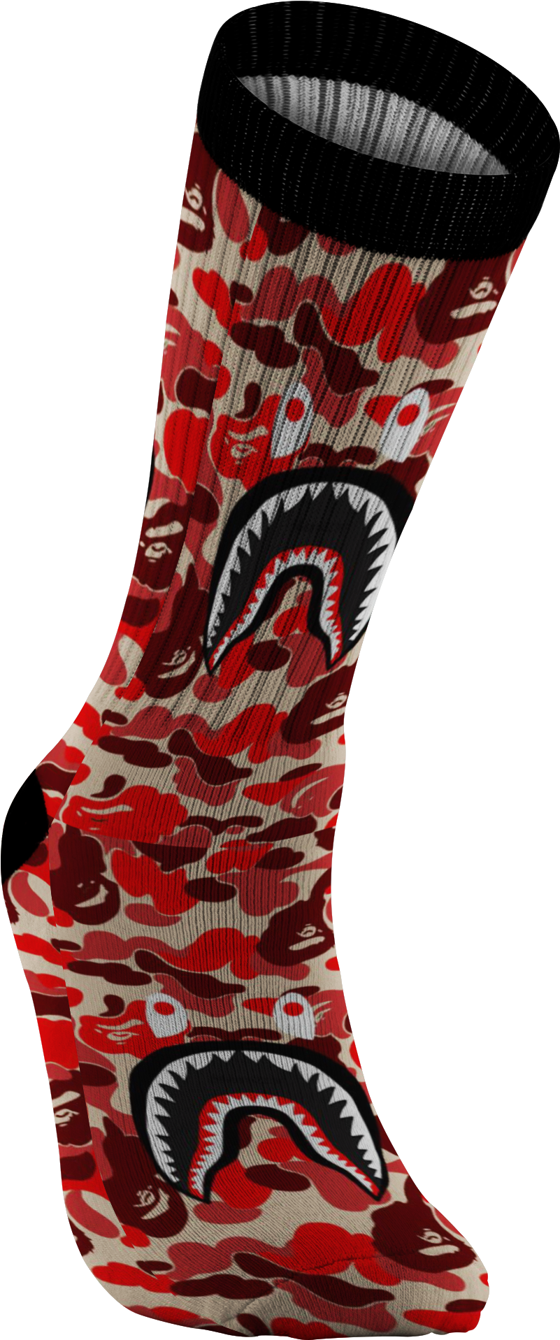 Customized Bape Red Camouflage Shark Design Print Socks, - General Lee (2000x2000), Png Download