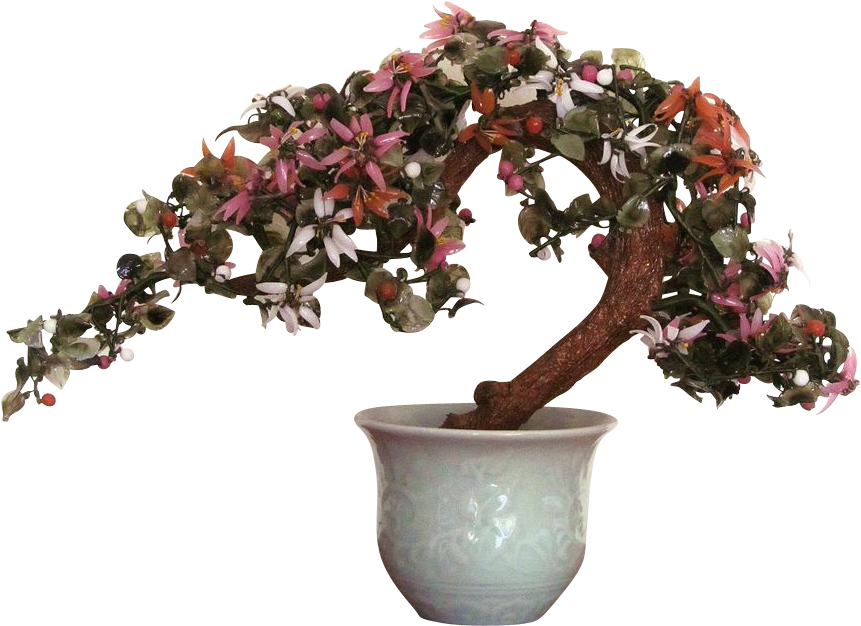 Large Oriental Bonsai Agate Glass Tree Vintage - Bonsai Tree Jade (860x860), Png Download