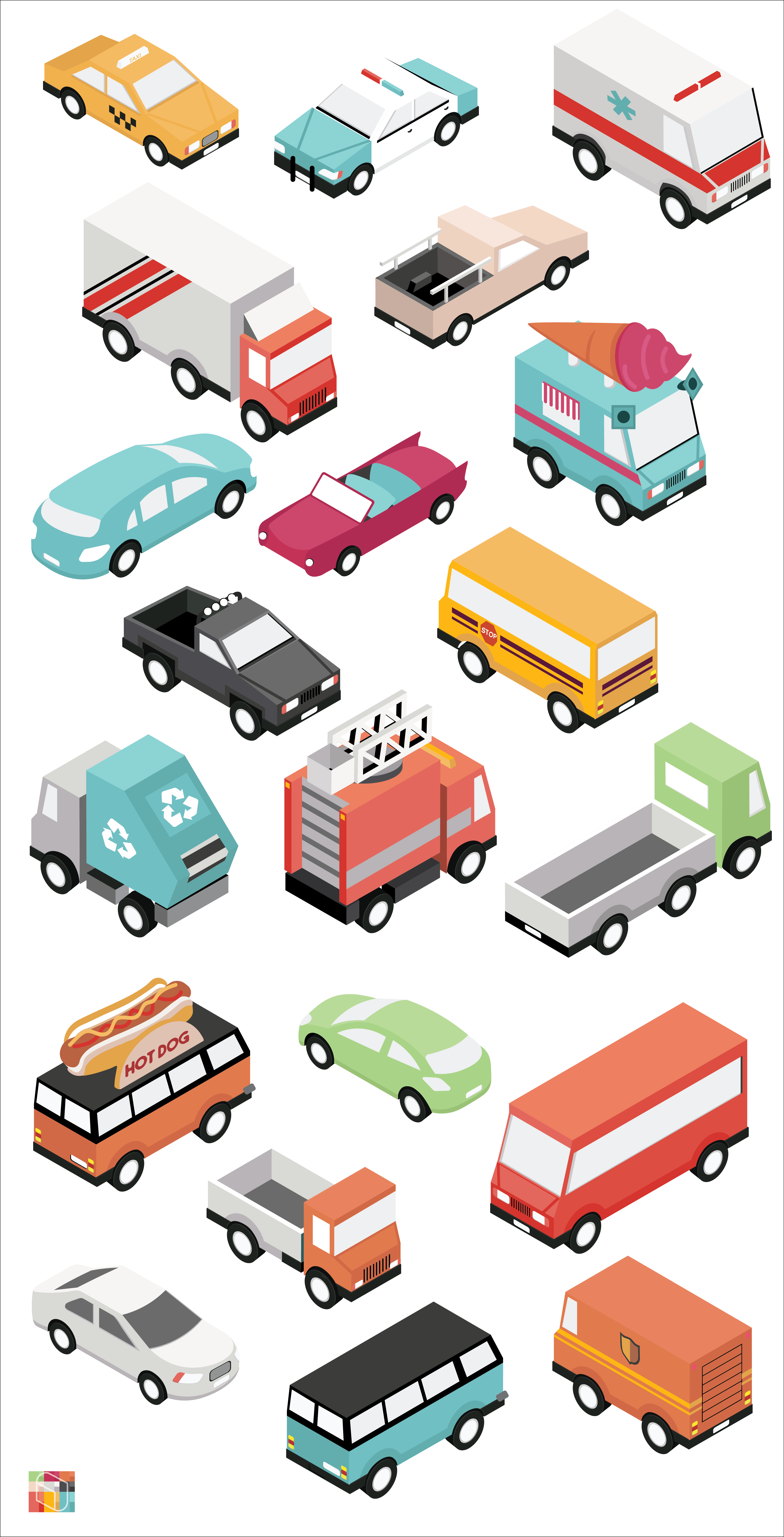 Toffu Isometric Pack - Model Car (4520x8859), Png Download