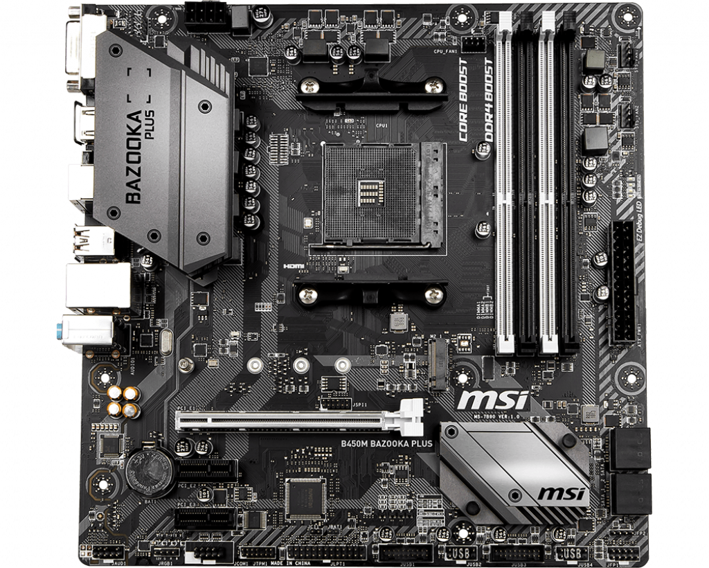 Motherboard Am4 Msi B450m Bazooka Plus Ddr4 - Msi B450 Bazooka Plus (1024x820), Png Download