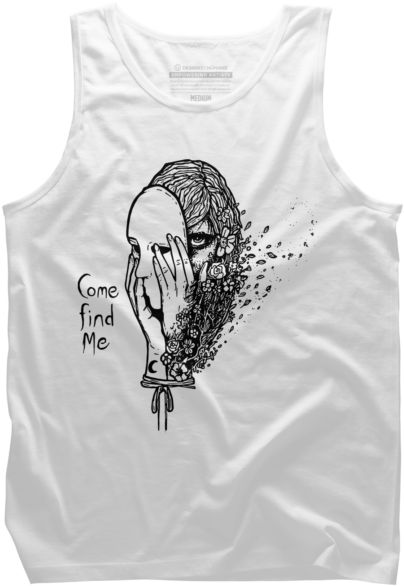 Come Find Me Pen And Ink Mask Illustration For Inktober - Active Tank (650x650), Png Download