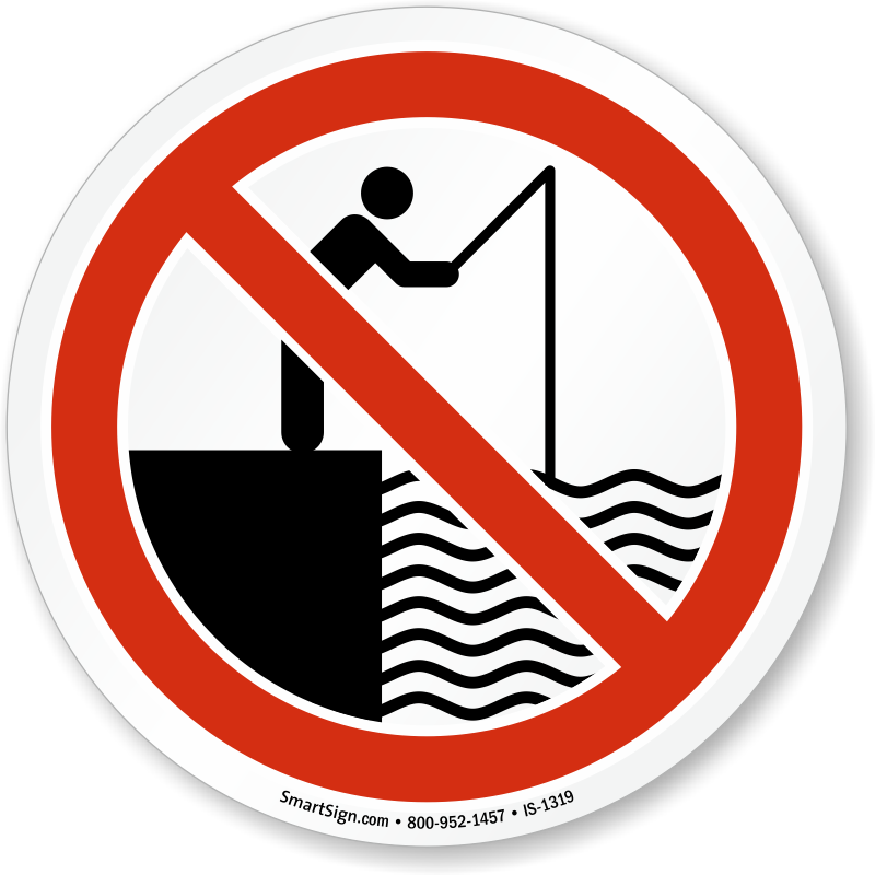 Fishing Prohibited On The Lockout Deck Sign - No Fishing Symbol Png (800x800), Png Download