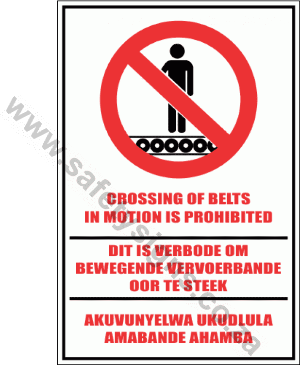 Crossing Of Belts Prohibited Sign - Sign (750x750), Png Download