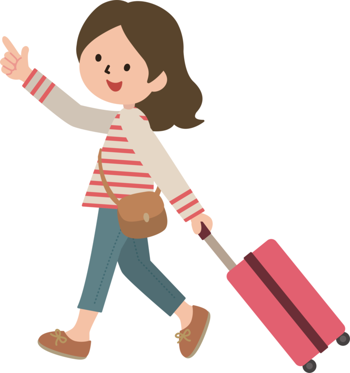 Download Blog Cartoon - Girl With Luggage Cartoon (703x750), Png Download