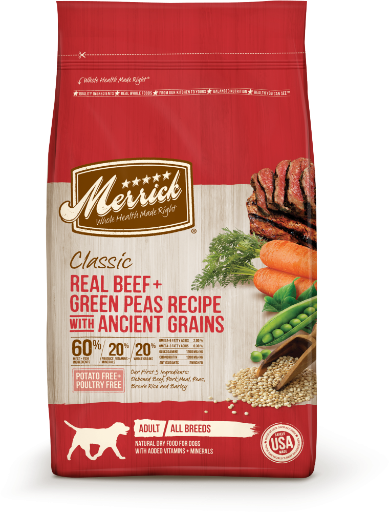 Merrick Classic Real Beef And Green Peas With Ancient - Merrick Classic Puppy Recipe 12lb Bag (1000x1000), Png Download