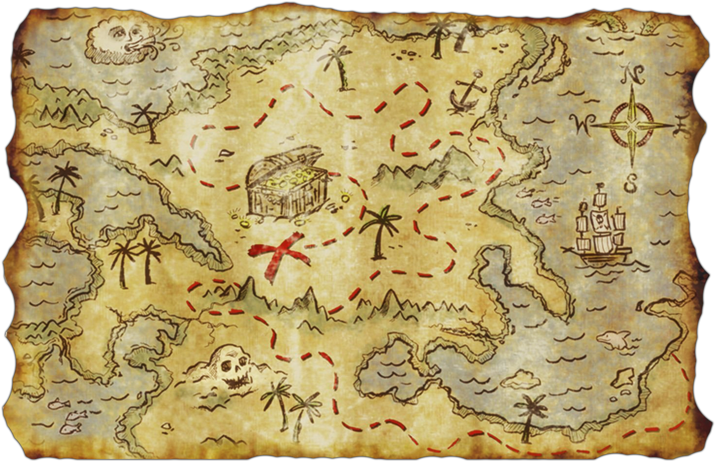 1500 X 970 18 - Pirate Map (1500x970), Png Download
