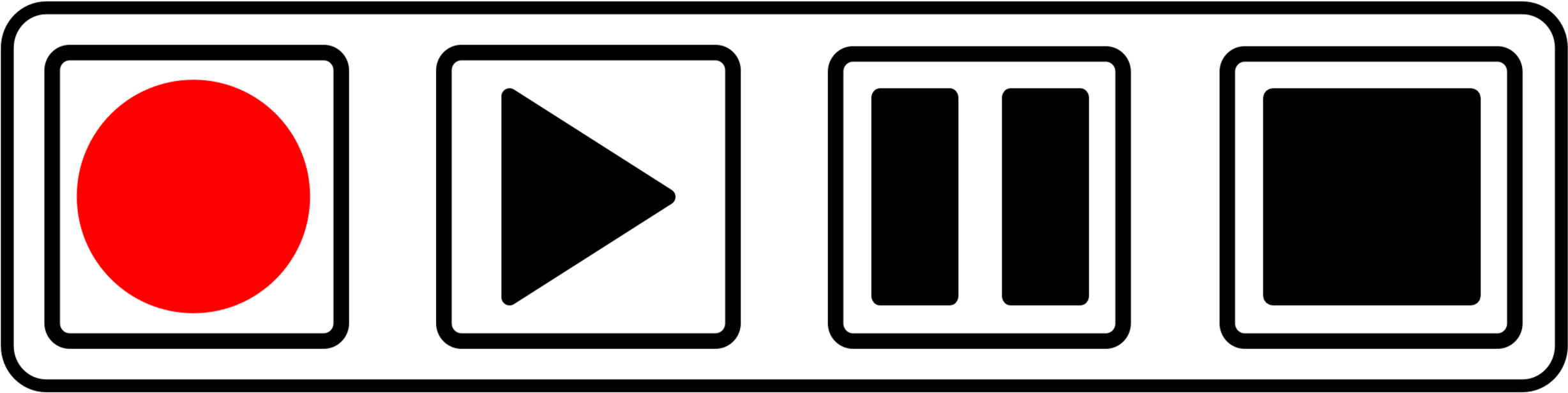 Computer Icons Button Cassette Deck Media Player Tape - Radio Buttons Play Pause (2727x750), Png Download