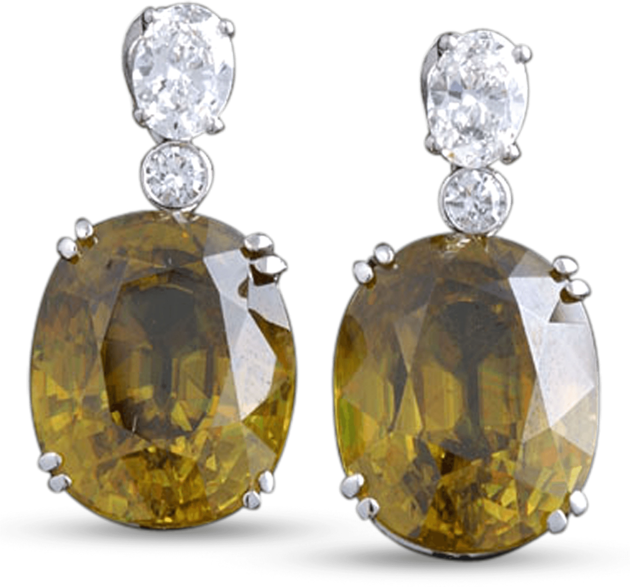 Sphene & Diamond Earrings, - Earrings (2500x2500), Png Download