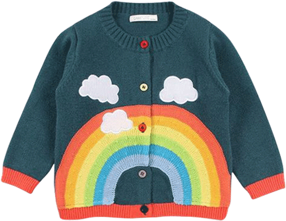 Cloudy Rainbow Sweater - Cardigan (600x600), Png Download