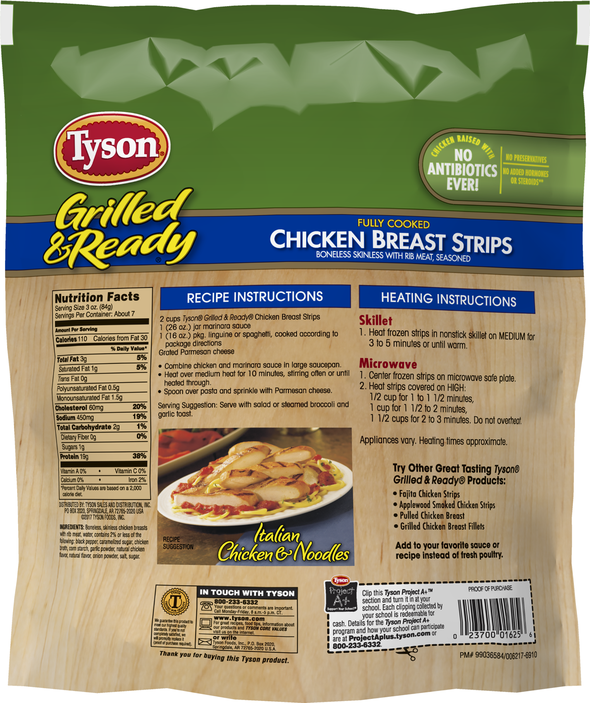 Tyson® Grilled & Ready® Fully Cooked Grilled Chicken - Tyson Grilled And Ready Chicken Strips Nutrition (2400x2400), Png Download
