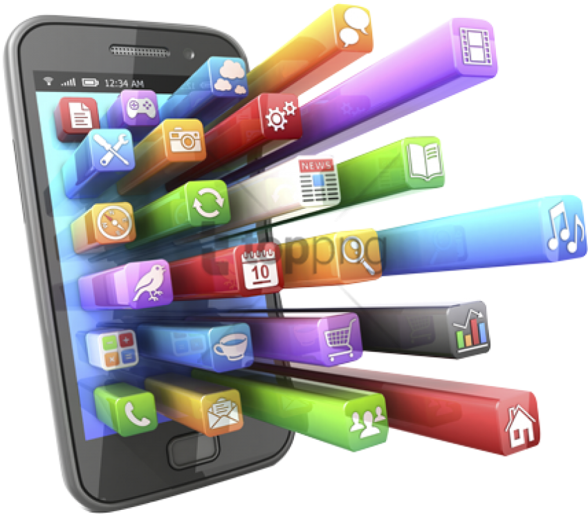 Free Png Cell Phone Apps Png Image With Transparent - Application Cell Phone (850x743), Png Download