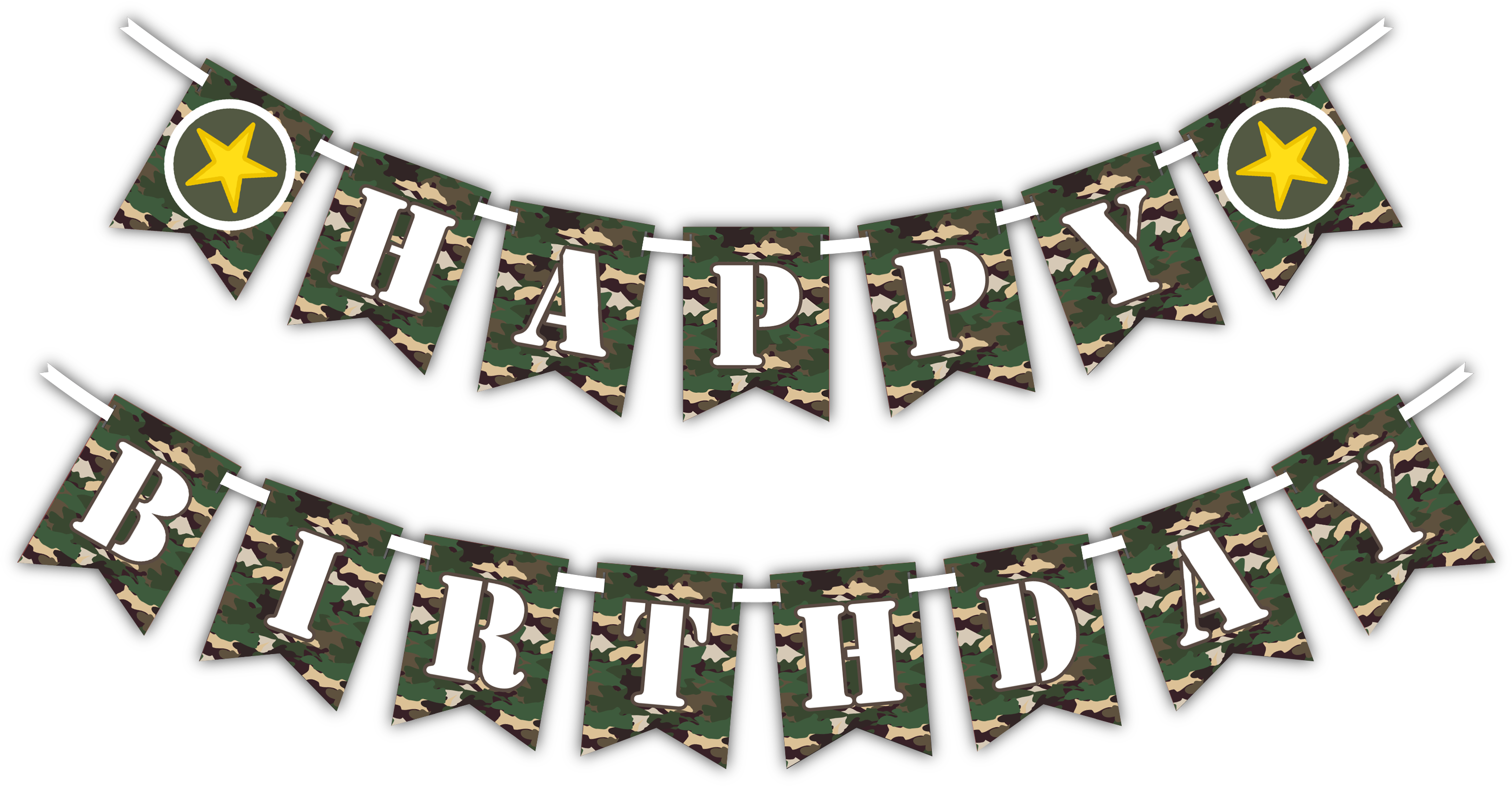 Classic Camo "happy Birthday" Party Banner - Happy Birthday Camouflage Banner (3000x1571), Png Download
