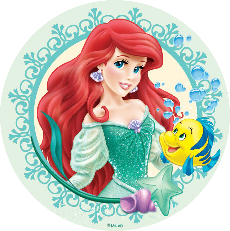 24 Disney Princess The Little Mermaid - Ariel Cupcake Topper Png (800x801), Png Download