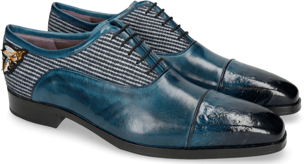 Oxford Shoes Lance 23 Ostrich Mid Blue Bee Patch - Shoe (1024x1024), Png Download
