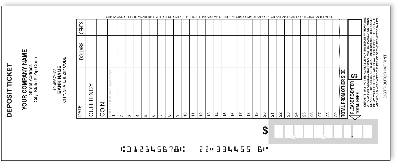 Deposit Ticket - 4000-2 - Diagram (1600x1600), Png Download