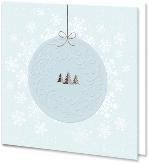 Blue Embossed Christmas Bauble With Silver Foil - Christmas Card (600x600), Png Download