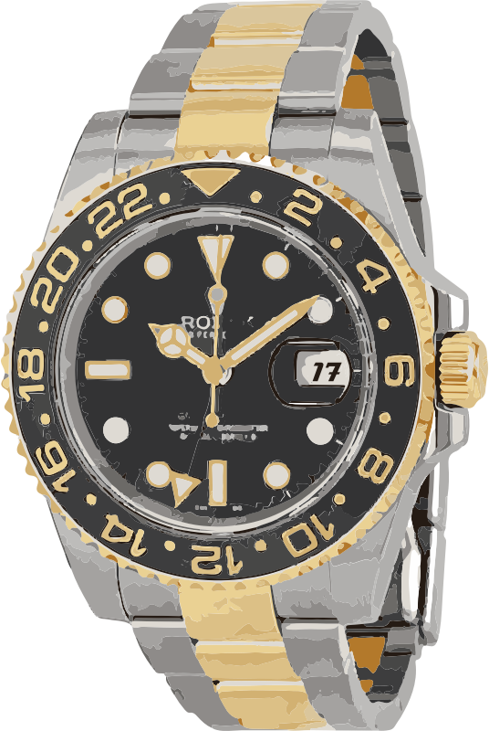 Gold And Silver Swiss Watch Horlogerie - Rolex Gmt Master 2 Green Gold (536x800), Png Download