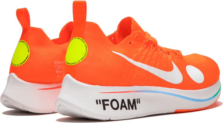 Off-white X Nike Zoom Fly Mercurial Flyknit Orange - Shoe (1000x600), Png Download
