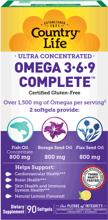 Ultra Omega 3•6•9 - Country Life Ultra Concentrated Omega 3 6 9 (561x750), Png Download